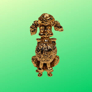 AAI Gold Tone Poodle Dog Textured Brooch Pin - Signed 1.75 Inches